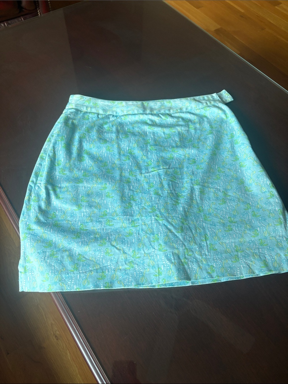 EP Pro Light Blue Mini Skirt with Green Floral Print